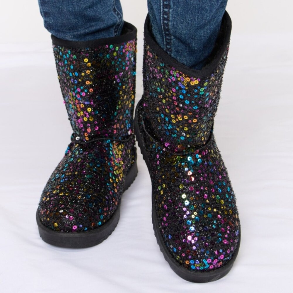 Sequin Thermal Flat Boots